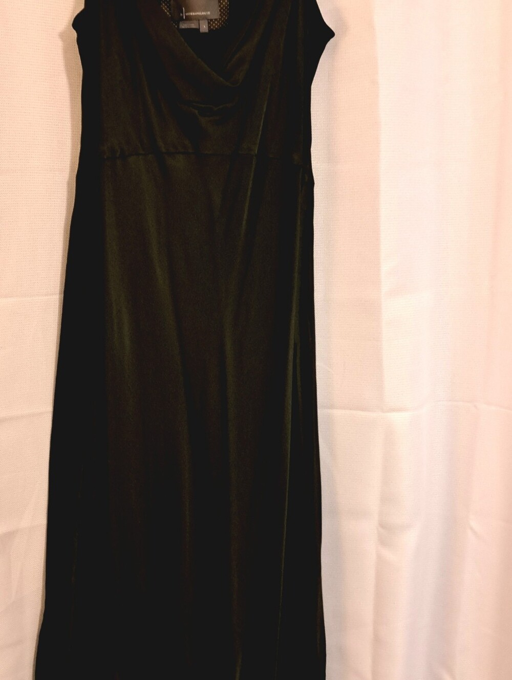 Anthropologie Elegant Dark Green Sleeveless Cowl Neck Dress Size Large